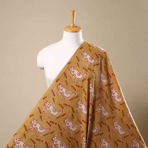 Yellow Natural Dyed Cotton Bindaas Block Print Fabric
