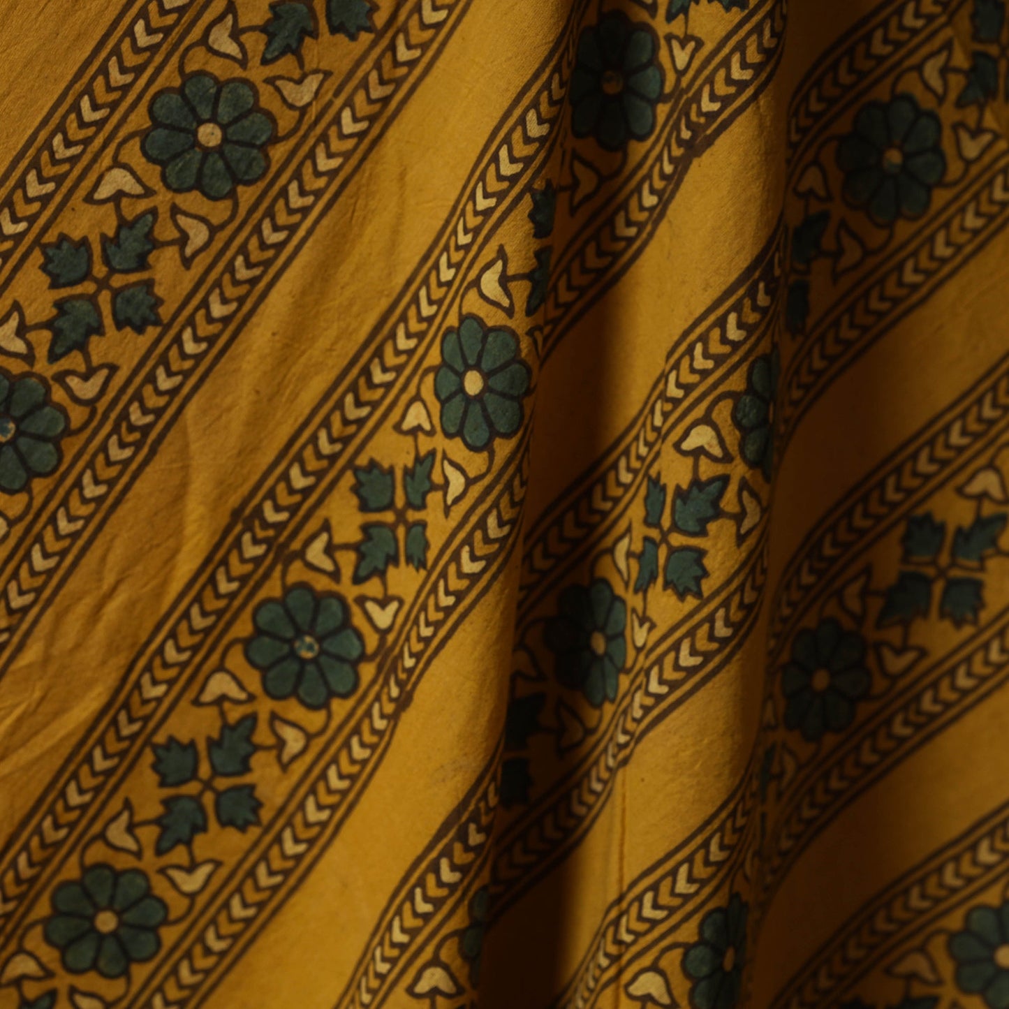 Yellow - natural dyed cotton fabric 01 - handcrafted