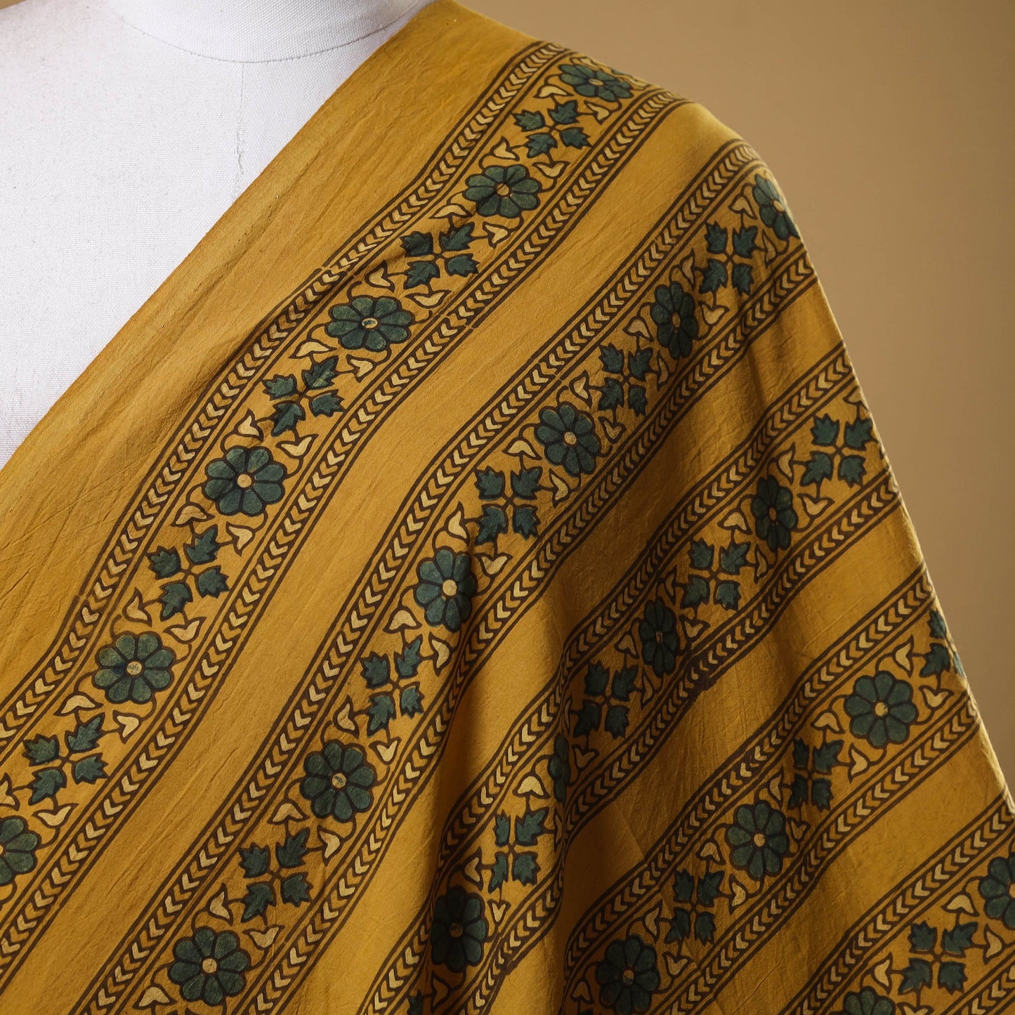 Yellow - natural dyed cotton fabric 01 - handcrafted