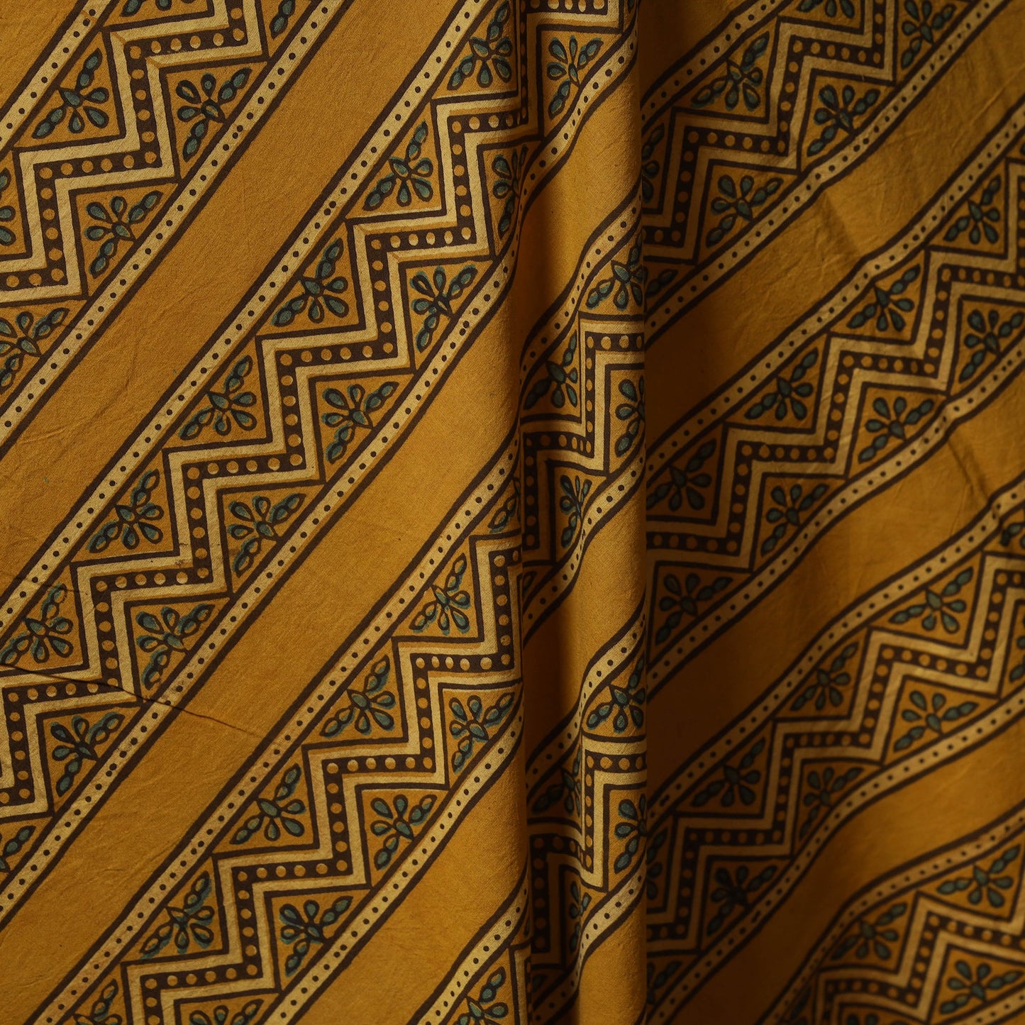 Yellow - natural dyed cotton fabric 02 - handcrafted