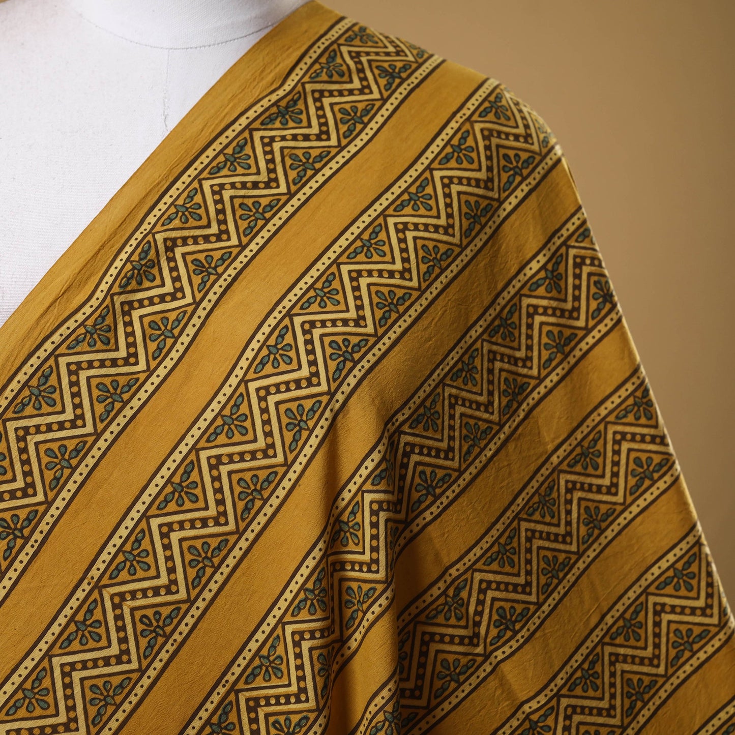 Yellow - natural dyed cotton fabric 02 - handcrafted