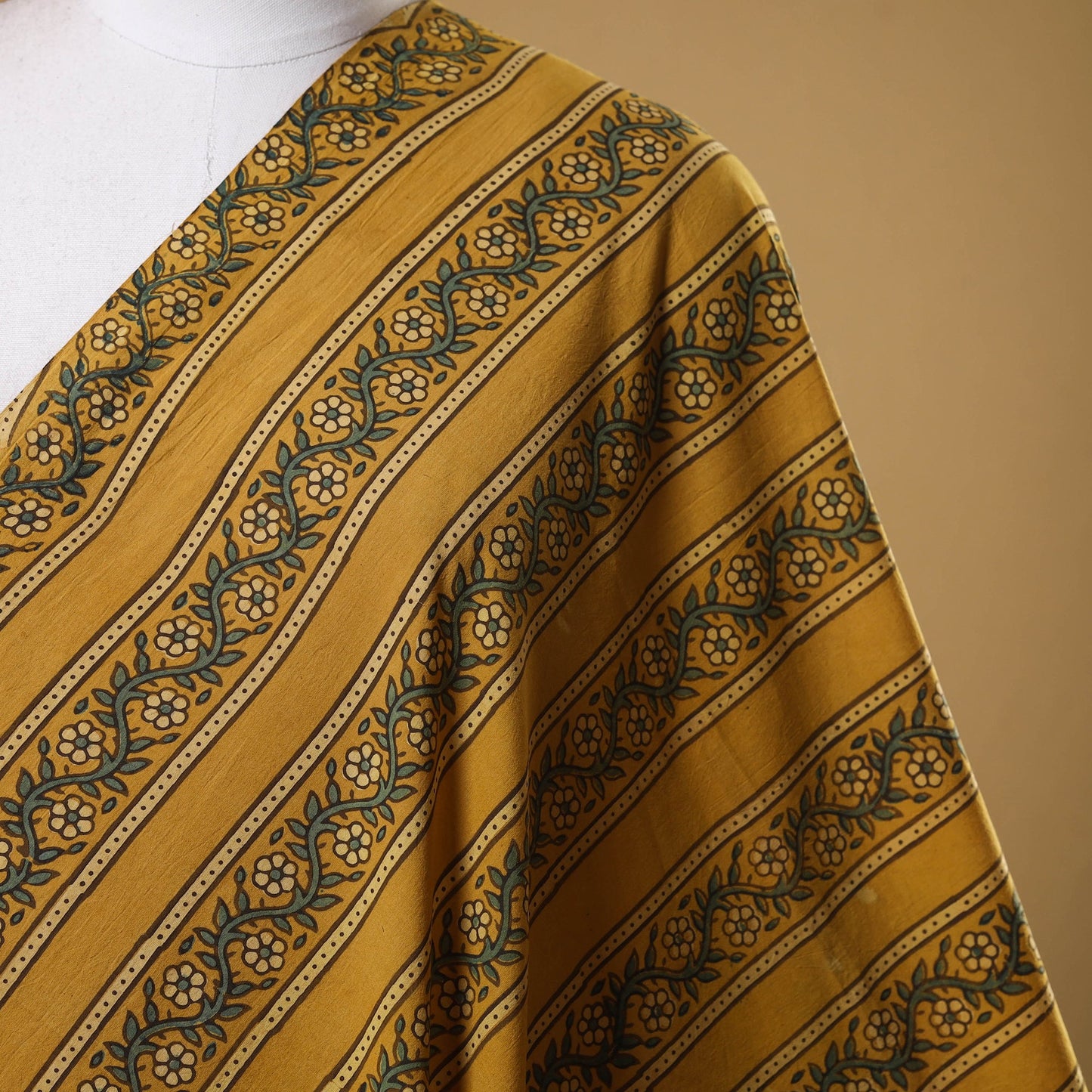 Yellow - natural dyed cotton fabric 03 - handcrafted
