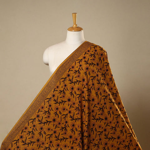 Brown - natural dyed cotton hand bagh fabric 06