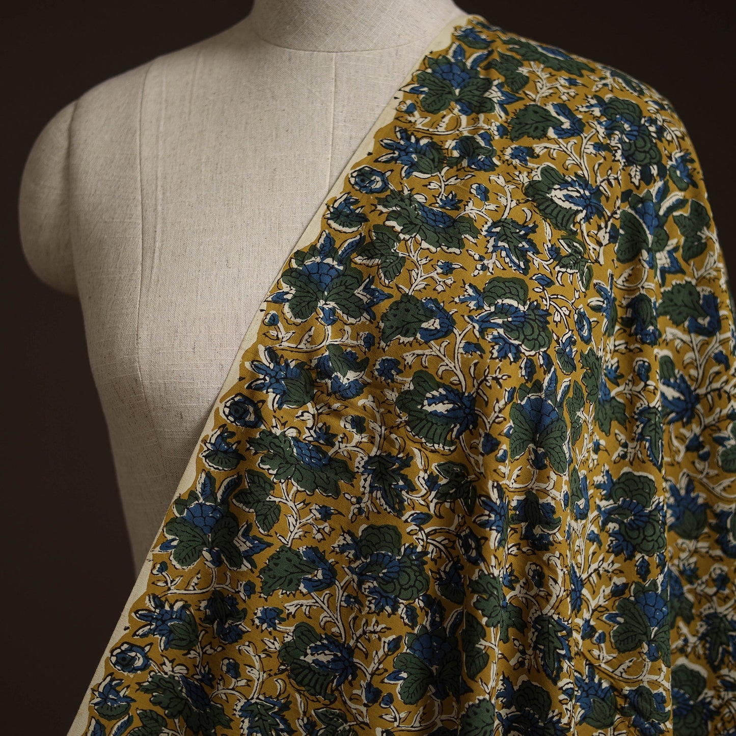 Natural dyed cotton hand block bagru print fabric 06