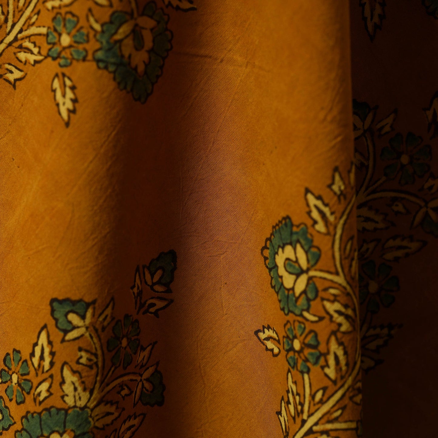 Yellow - natural dyed cotton hand fabric 36 - handcrafted