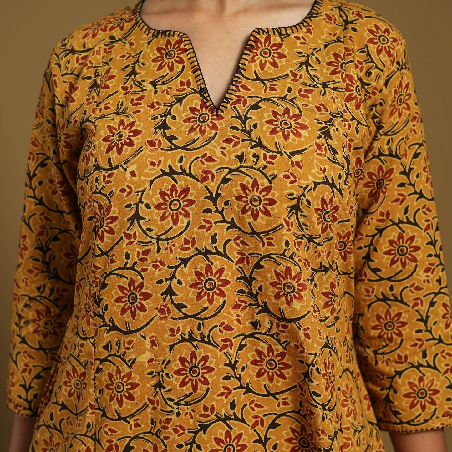 Yellow - natural dyed cotton kurta set (set of 3) 03