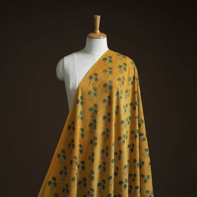 Yellow - Natural Dyed Cotton Kutch Hand Block Ajrakh Print Fabric 46