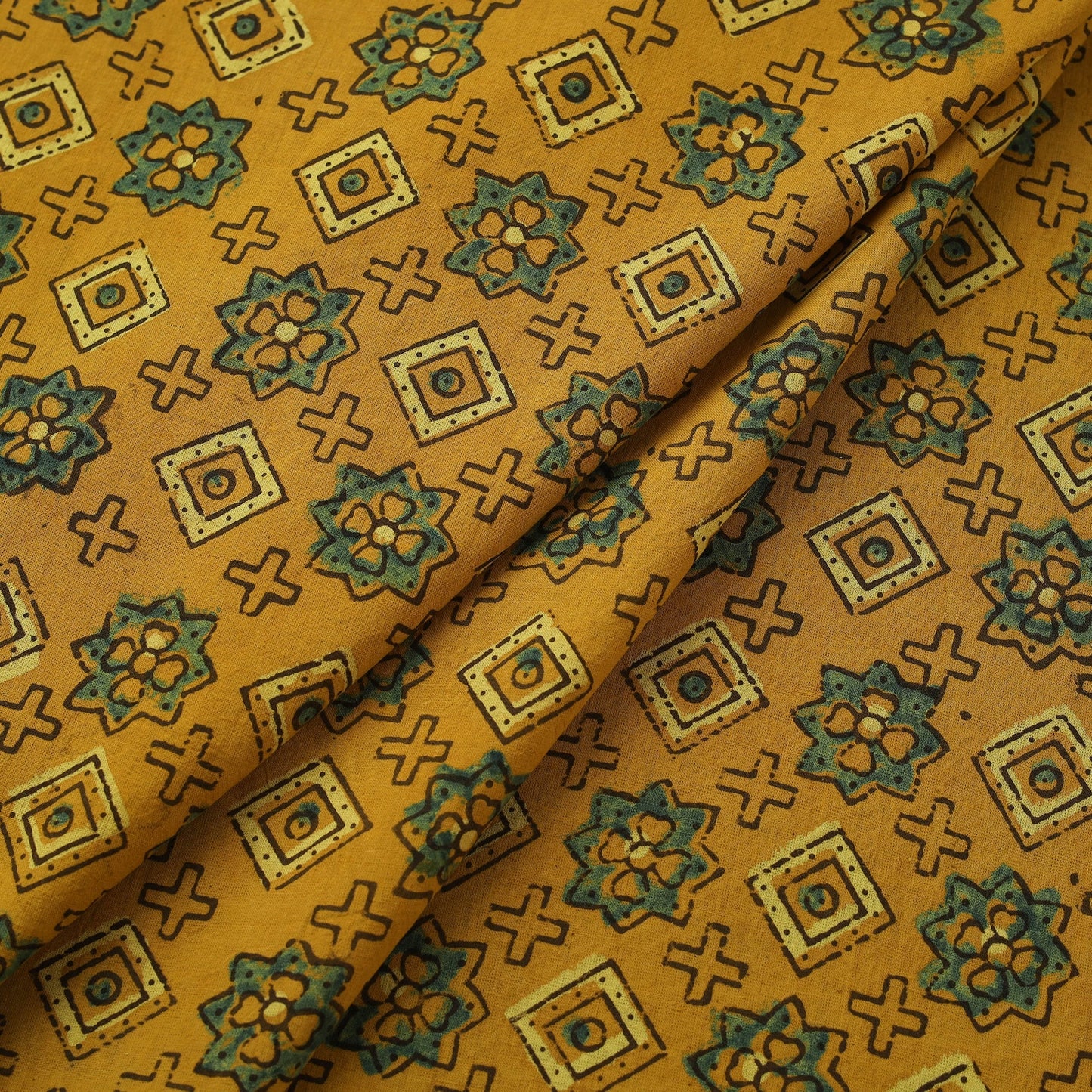 Natural dyed cotton kutch hand block ajrakh print fabric 63