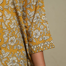 Yellow - natural dyed cotton a-line bagru kurta 15 - l