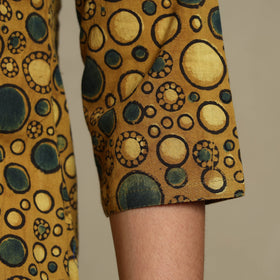 Yellow Block Print Natural Dyed Cotton A-Line Ajrakh Kurta