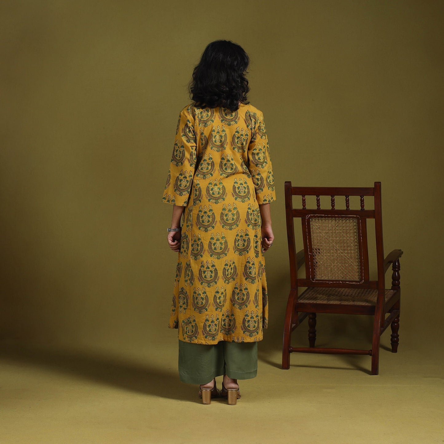 Natural dyed cotton a-line kurta for women 11 - handcrafted