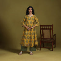 Natural dyed cotton a-line kurta for women 11 - handcrafted