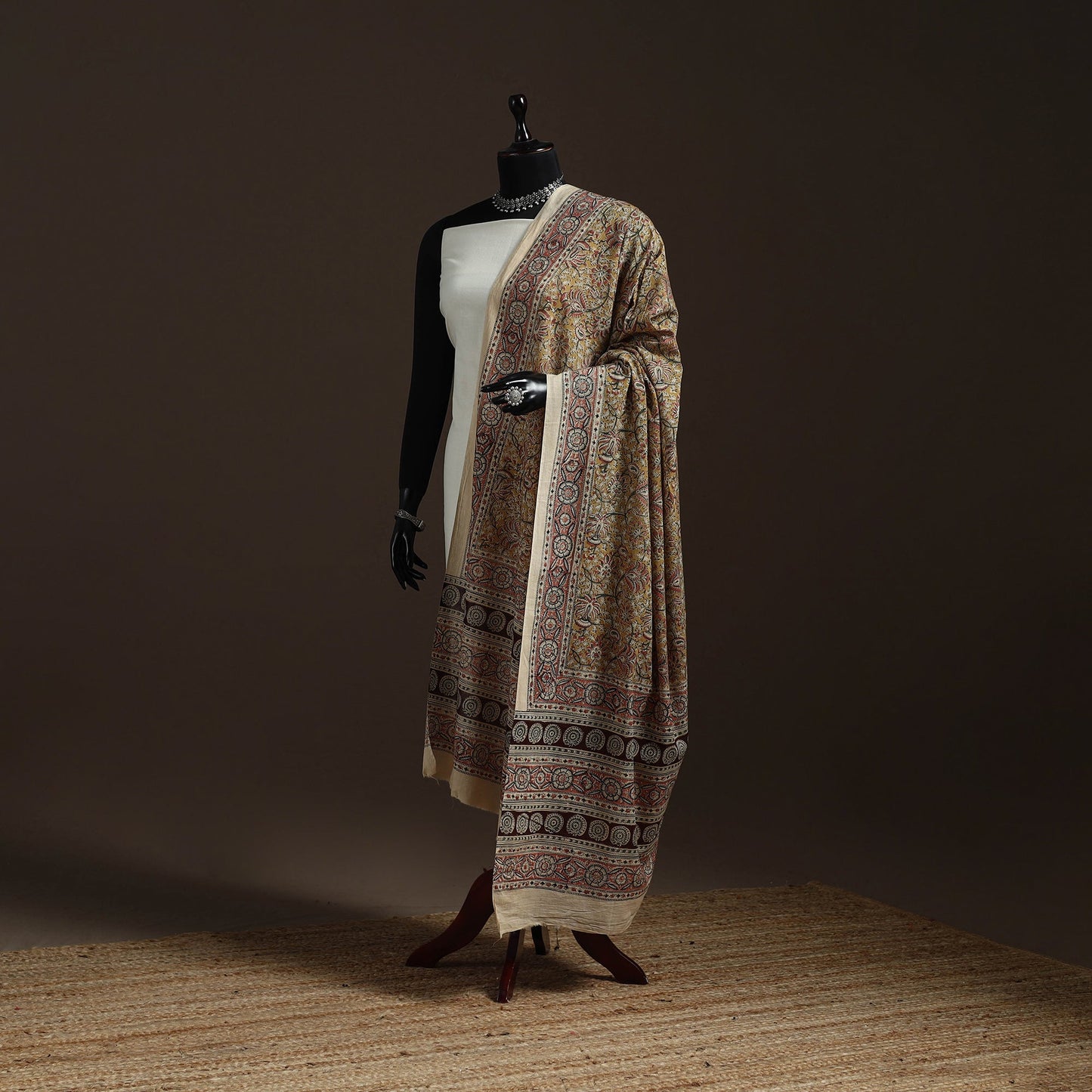 Natural dyed cotton pedana kalamkari dupatta 03