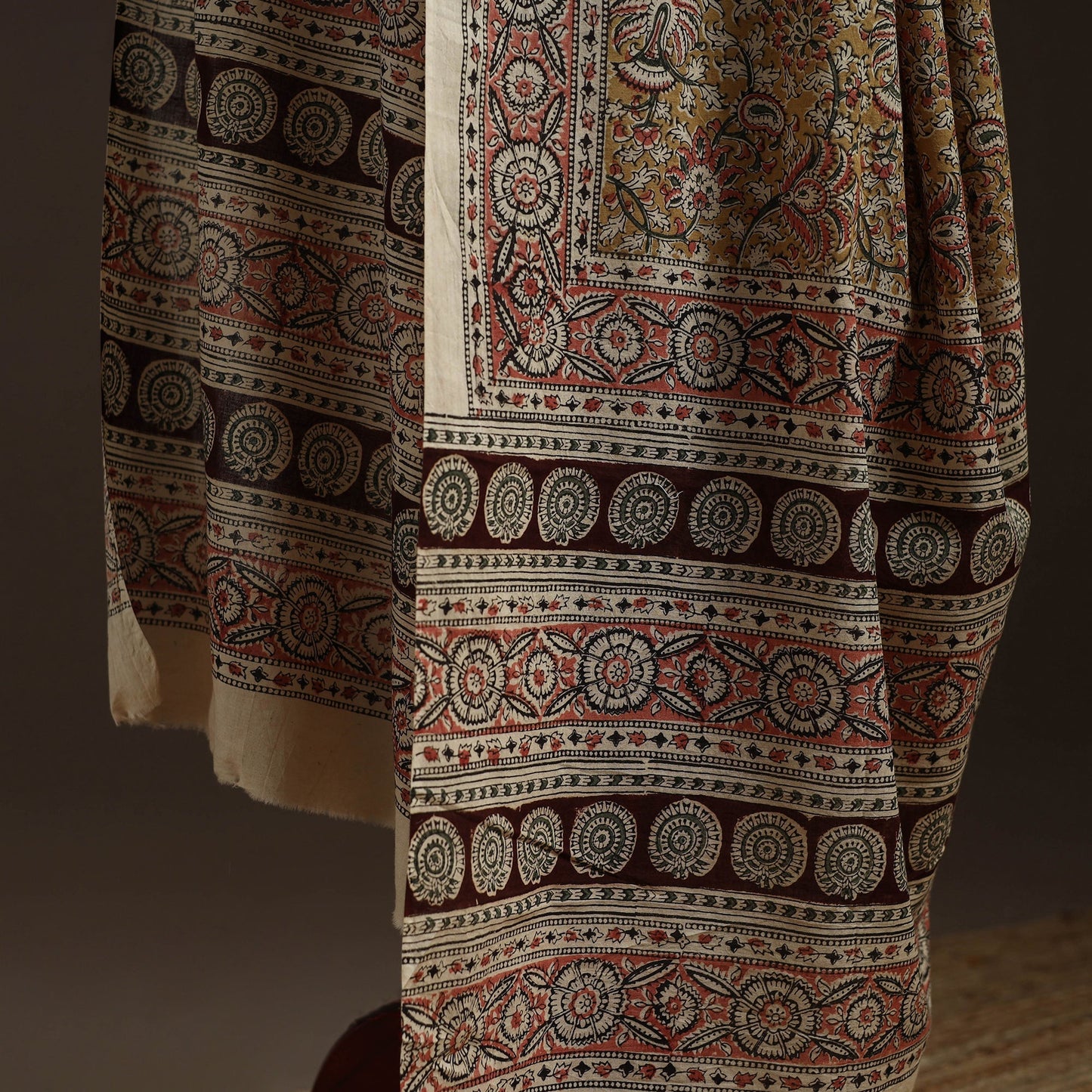 Natural dyed cotton pedana kalamkari dupatta 03