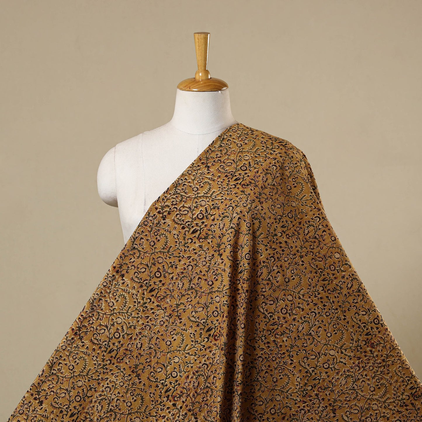 Yellow - natural dyed cotton pedana kalamkari fabric 02