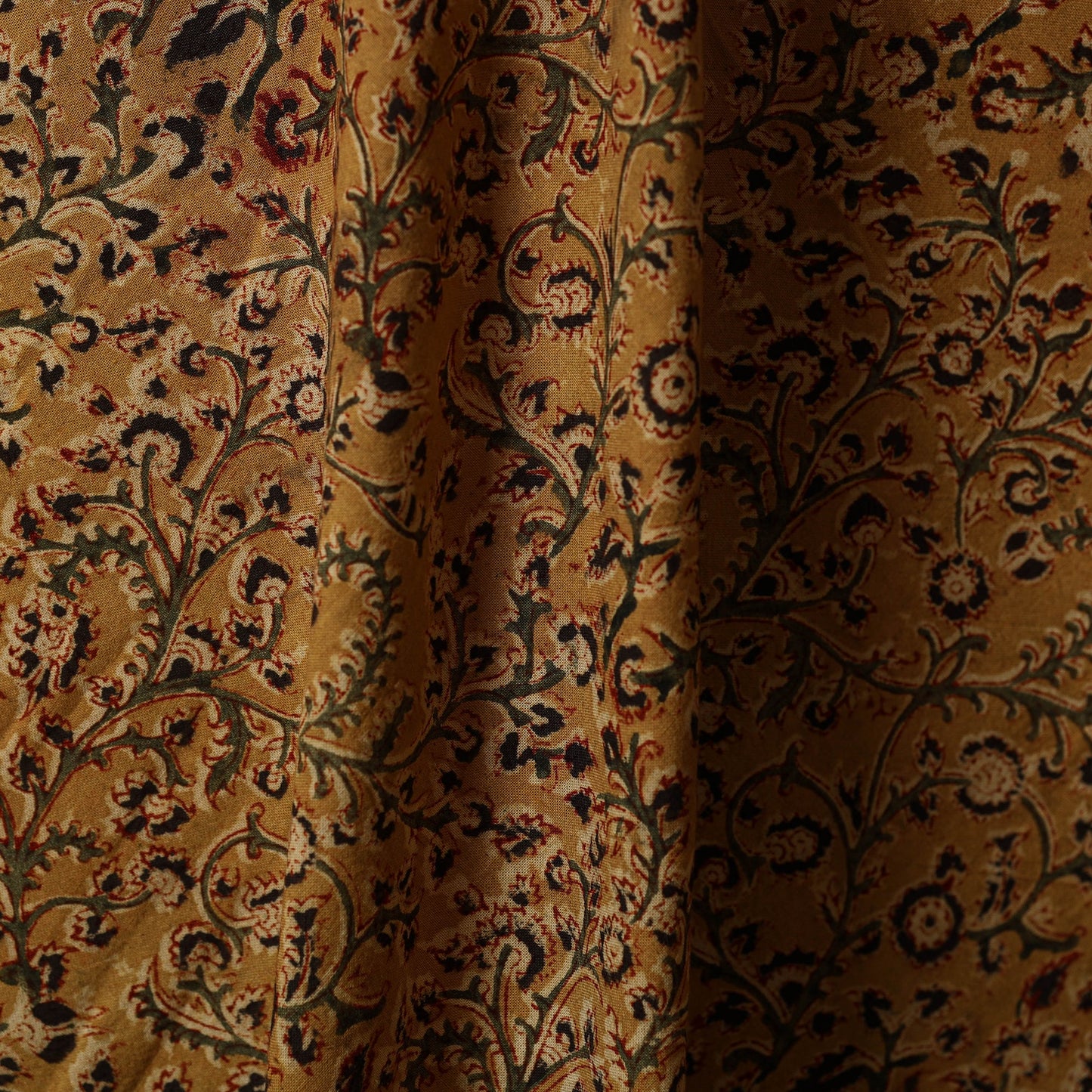 Yellow - natural dyed cotton pedana kalamkari fabric 02