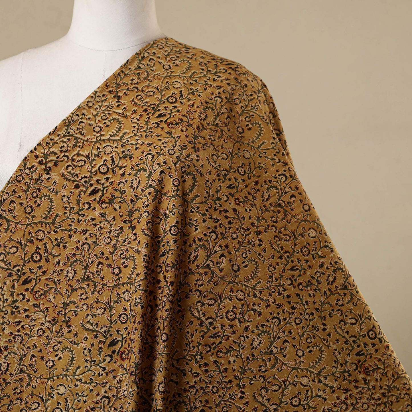 Yellow - natural dyed cotton pedana kalamkari fabric 02