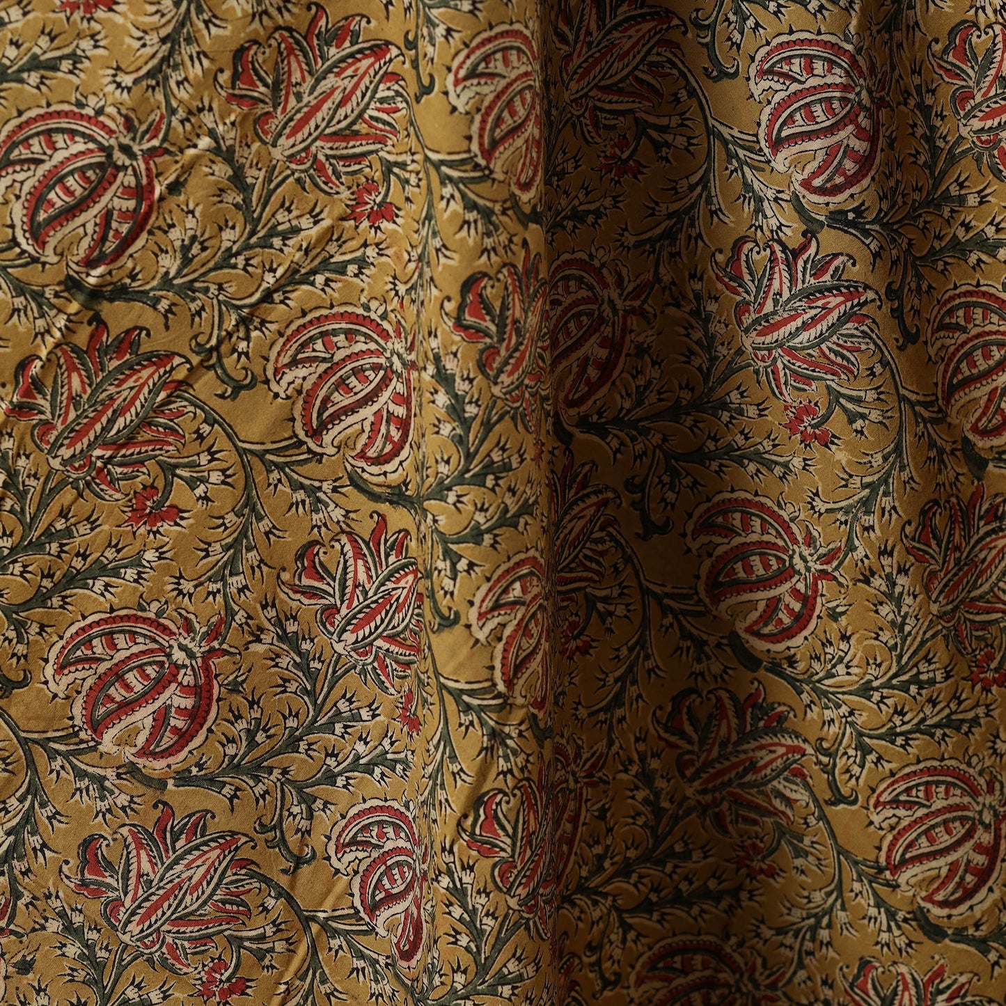 Yellow - natural dyed cotton pedana kalamkari fabric 03