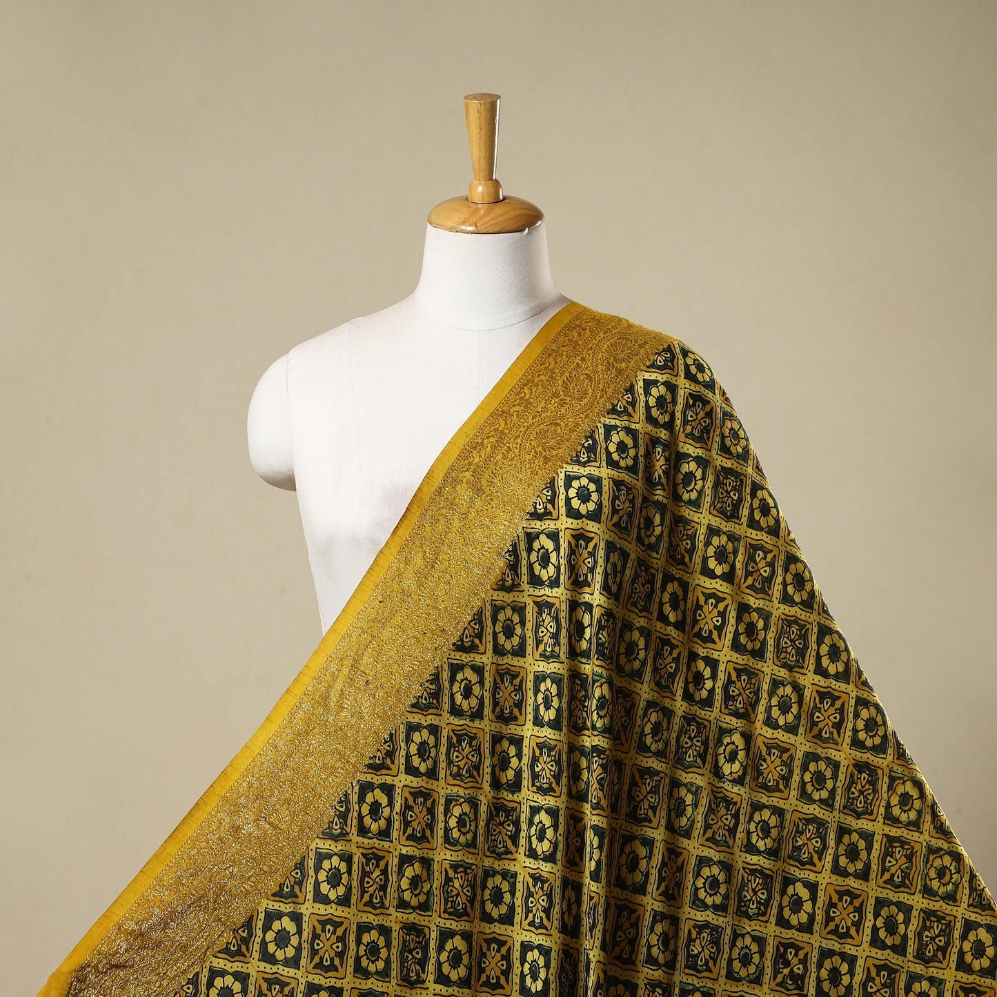 Natural dyed dola silk hand fabric 62 - handcrafted