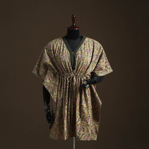 Natural dyed hand block kalamkari print cotton kaftan