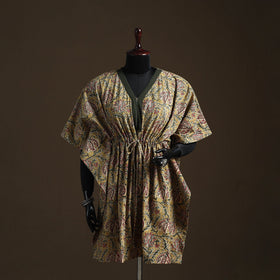 Natural dyed hand block kalamkari print cotton kaftan