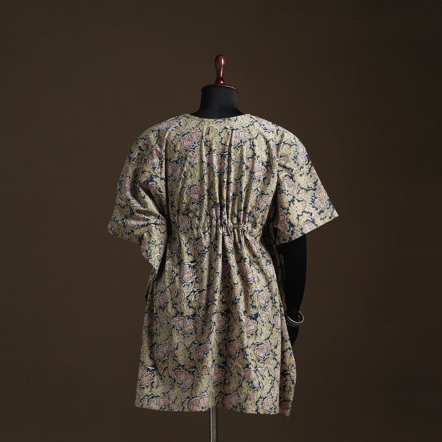 Natural dyed hand block kalamkari print cotton kaftan
