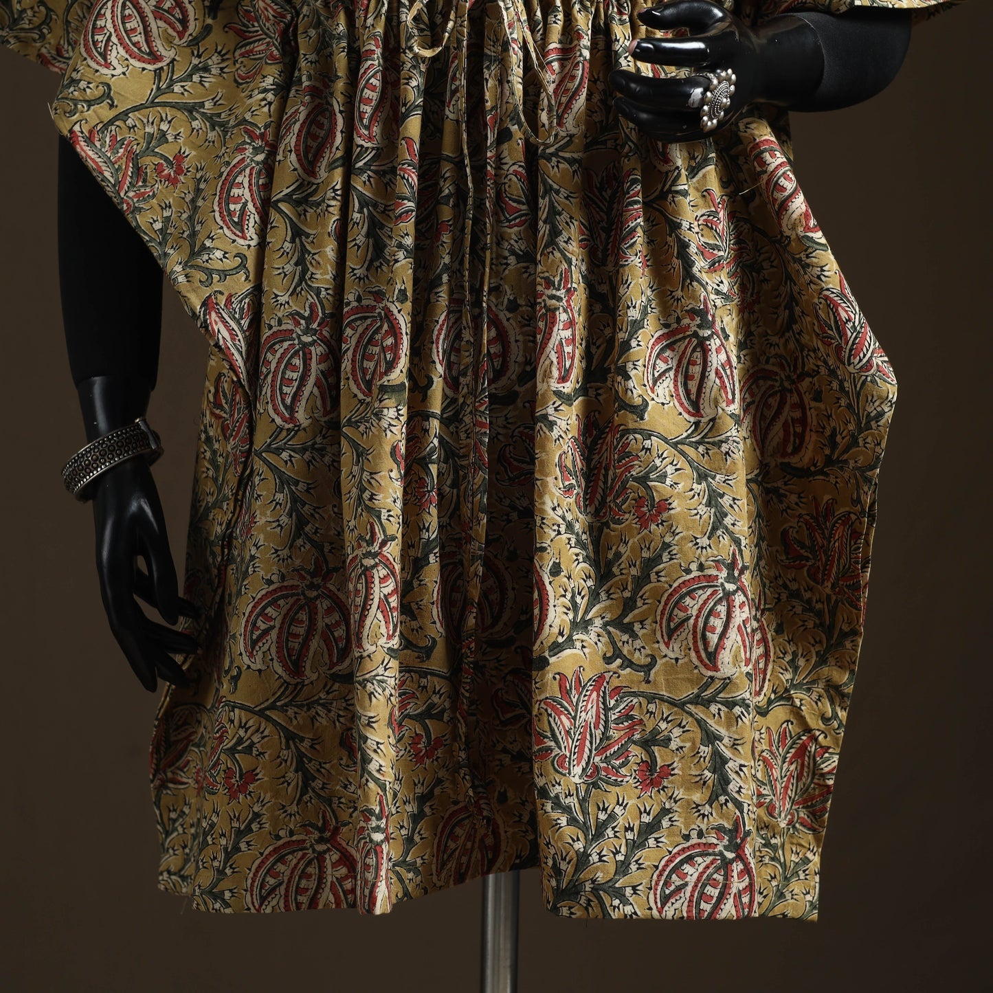 Natural dyed hand block kalamkari print cotton kaftan