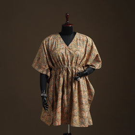 Natural dyed hand block kalamkari print cotton kaftan