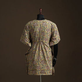 Natural dyed hand block kalamkari print cotton kaftan