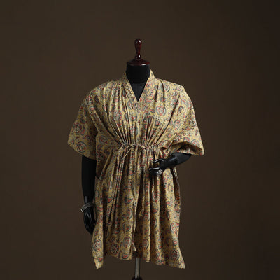 Natural dyed hand block kalamkari print cotton kaftan