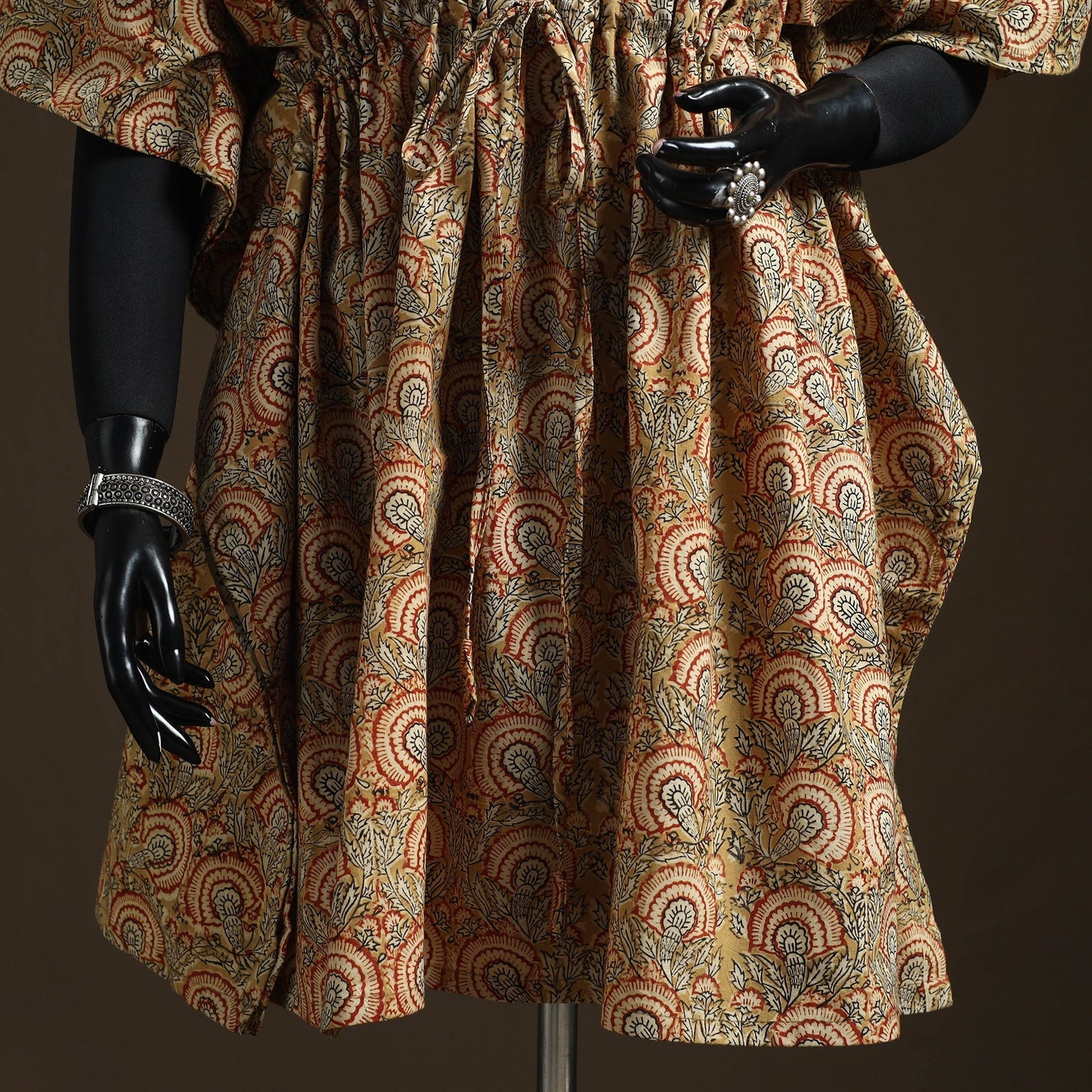 Natural dyed hand block kalamkari print cotton kaftan