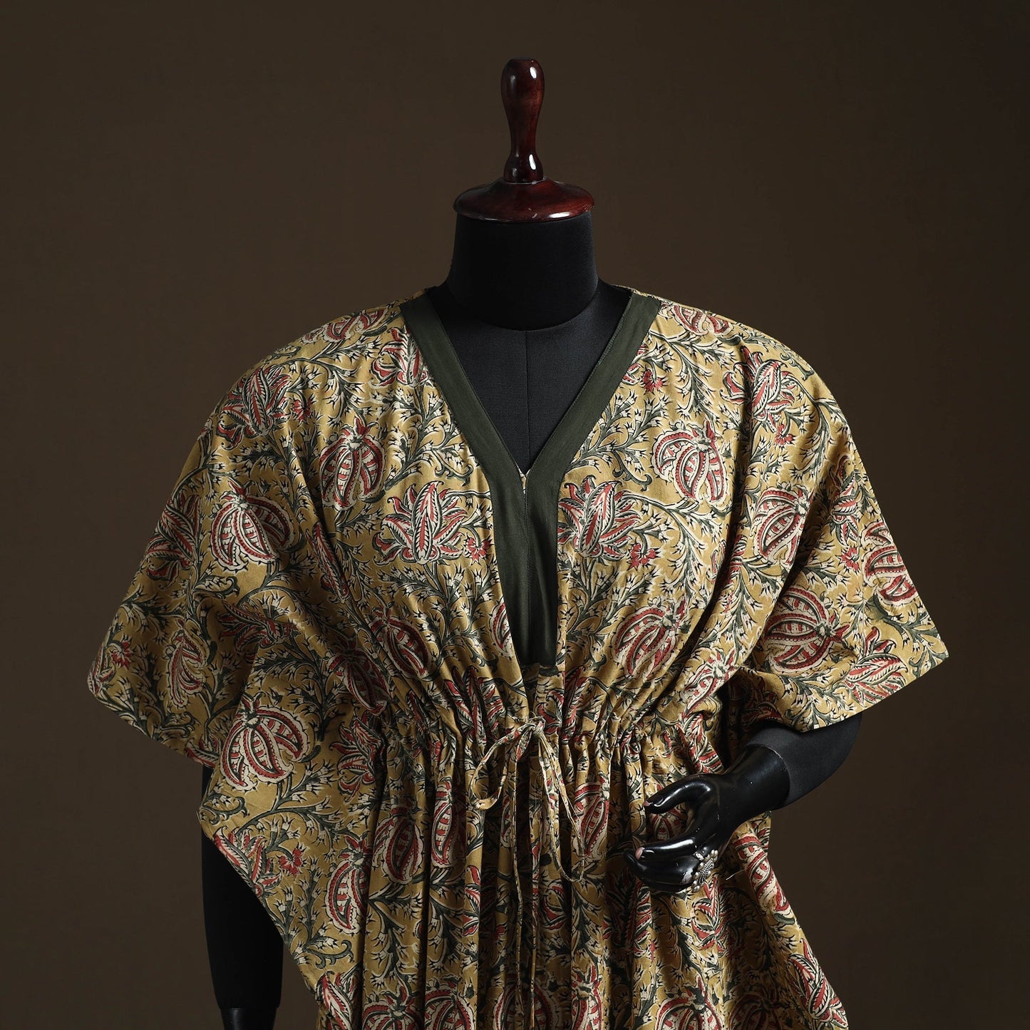 Natural dyed hand block kalamkari print cotton kaftan