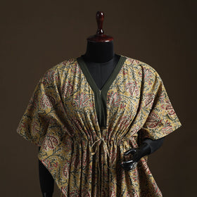 Natural dyed hand block kalamkari print cotton kaftan
