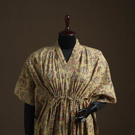Natural dyed hand block kalamkari print cotton kaftan