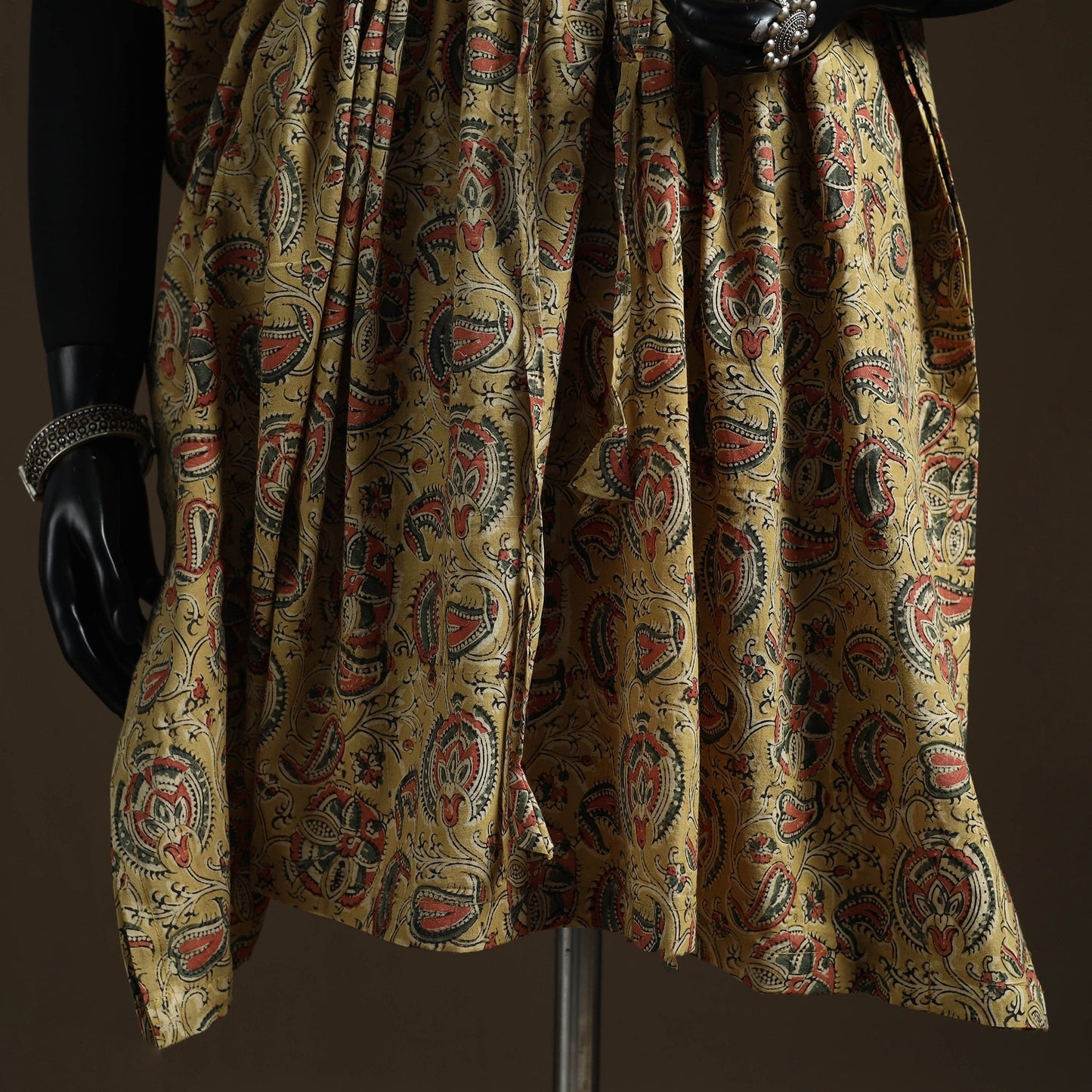 Natural dyed hand block kalamkari print cotton kaftan