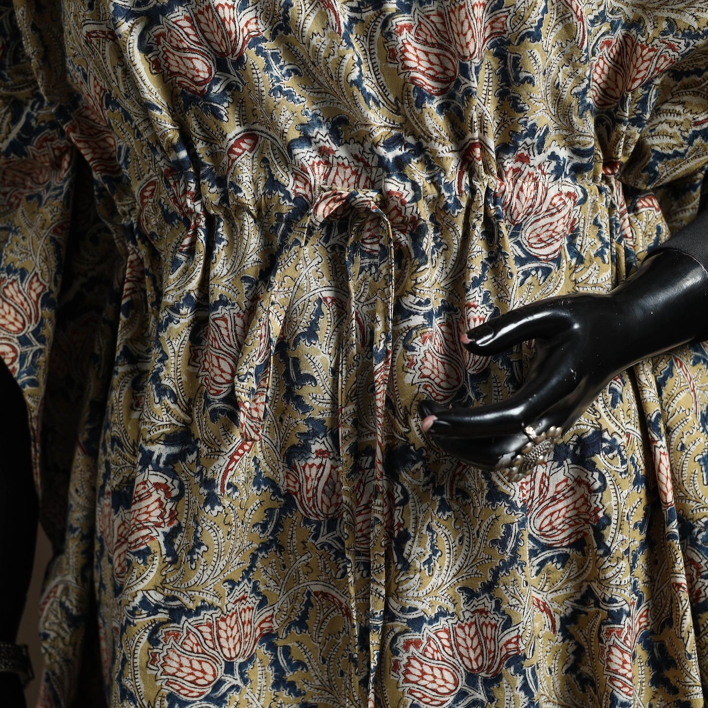 Natural dyed hand block kalamkari print cotton kaftan