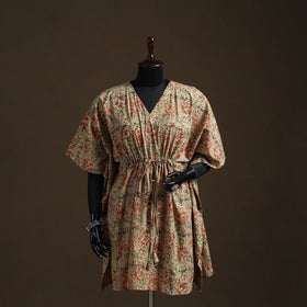 Natural dyed hand block kalamkari print cotton kaftan