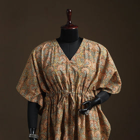 Natural dyed hand block kalamkari print cotton kaftan