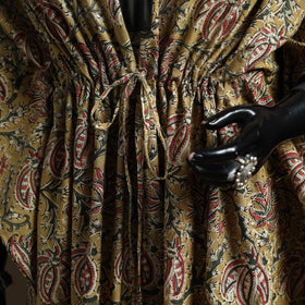 Natural dyed hand block kalamkari print cotton kaftan