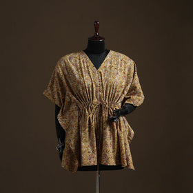Natural dyed hand block kalamkari print cotton kaftan