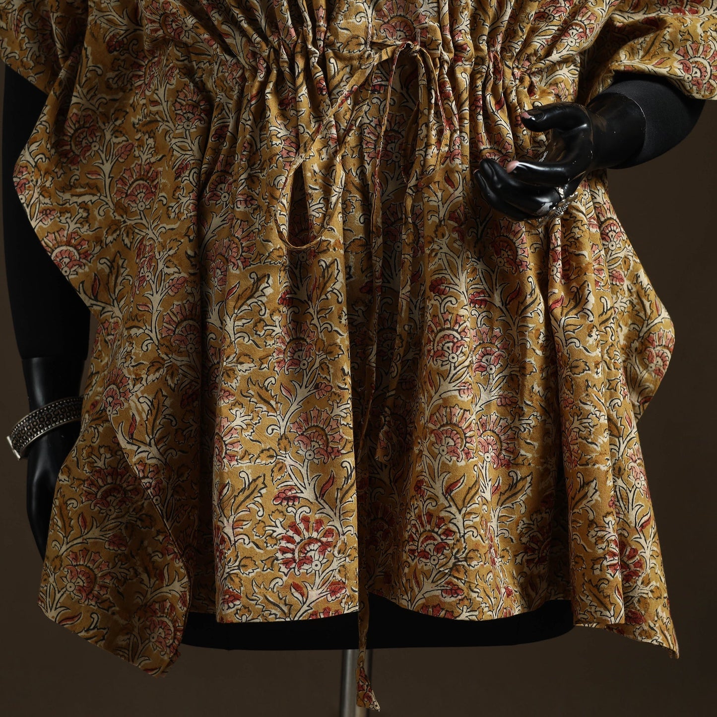 Natural dyed hand block kalamkari print cotton kaftan