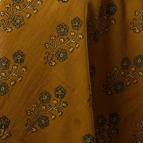Yellow - natural dyed hand block print cotton ajrakh fabric