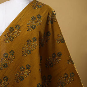 Yellow - natural dyed hand block print cotton ajrakh fabric