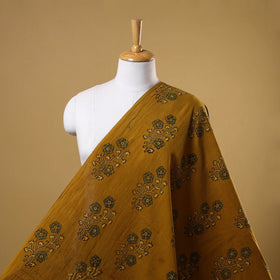 Yellow - natural dyed hand block print cotton ajrakh fabric