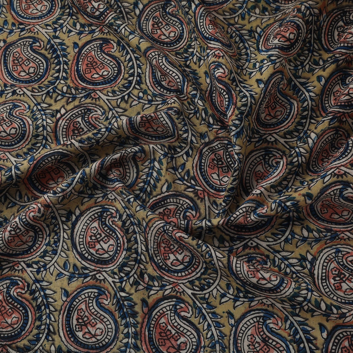Natural dyed hand block print cotton kalamkari fabric 11