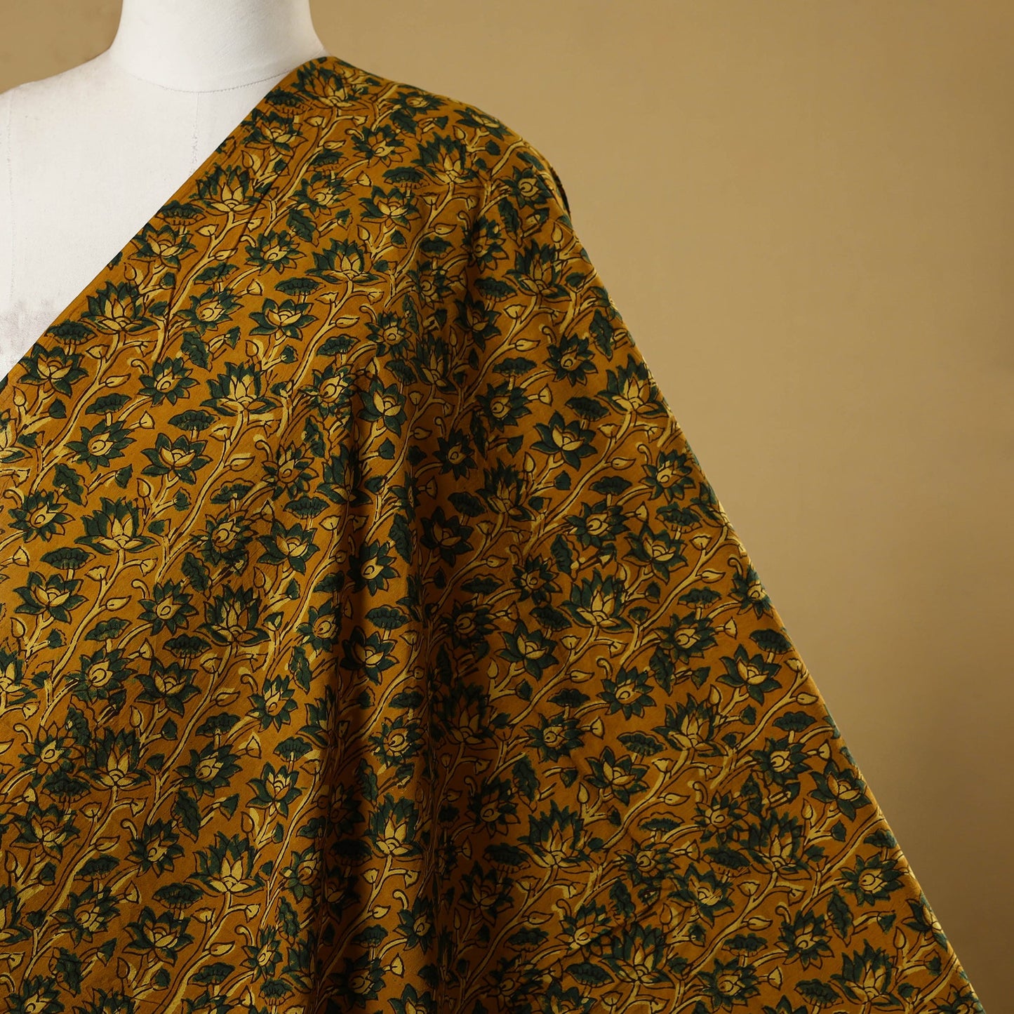 Yellow - natural dyed hand cotton fabric 02 - handcrafted