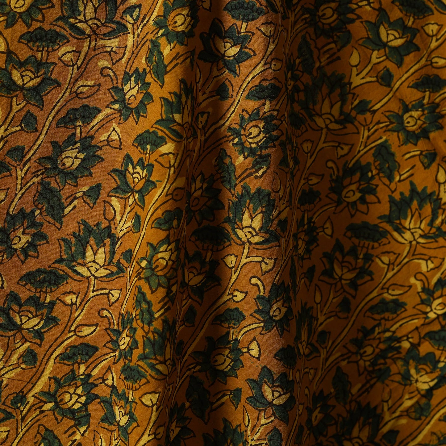 Yellow - natural dyed hand cotton fabric 02 - handcrafted