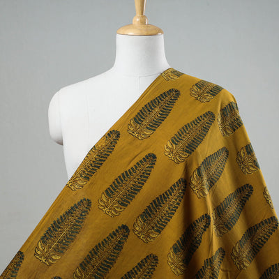 Buy Large Fern Leaf Butta Ajrakh Hand Block Printed Cotton Fabric Online l iTokri.com