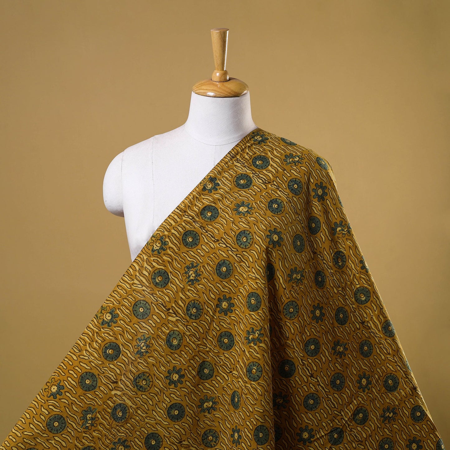 Yellow - natural dyed hand cotton fabric 13 - handcrafted