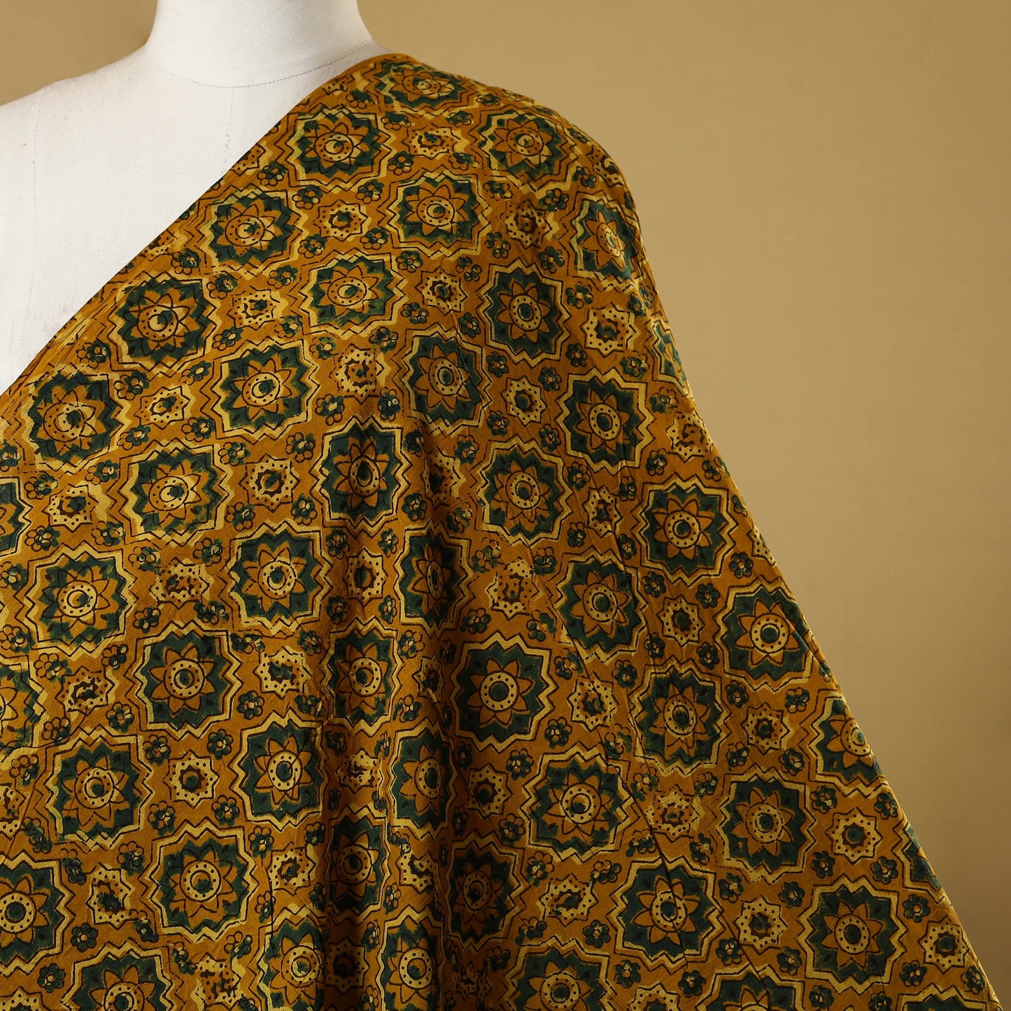 Yellow - natural dyed hand cotton fabric 17 - handcrafted